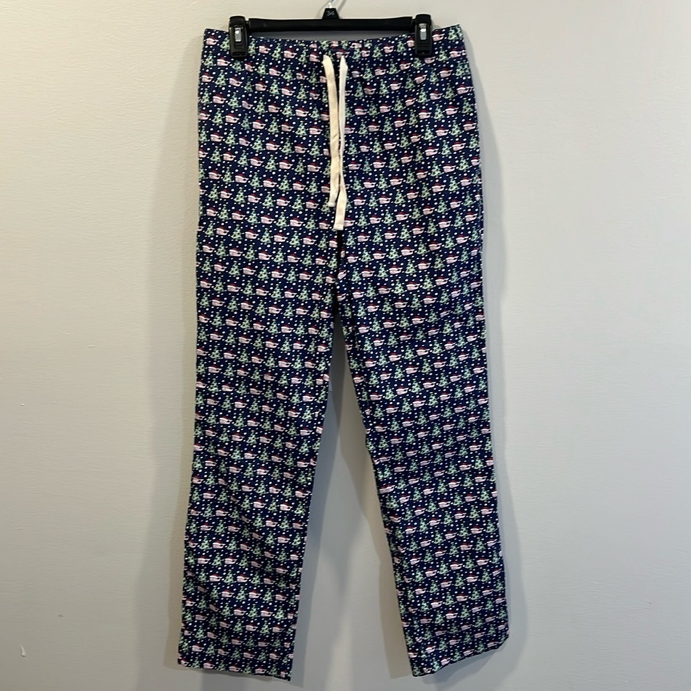 Vineyard Vines Lounge Pants NWT Blue Christmas Print Drawstring Waist Size Small